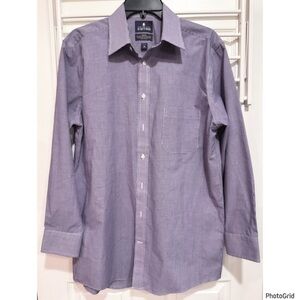 Stafford Purple Gingham Plaid Dress Shirt Travel Fitted 16 32/33 Workwear